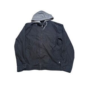 Volcom Black Hooded Zip Up Bomber Jacket‎ Mens XL Goth Streetwear grunge skater